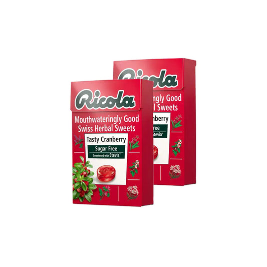 Ricola Tasty Cranberry Swiss Herb Lozenges Sugar Free Candy 45g (Pack of 2)