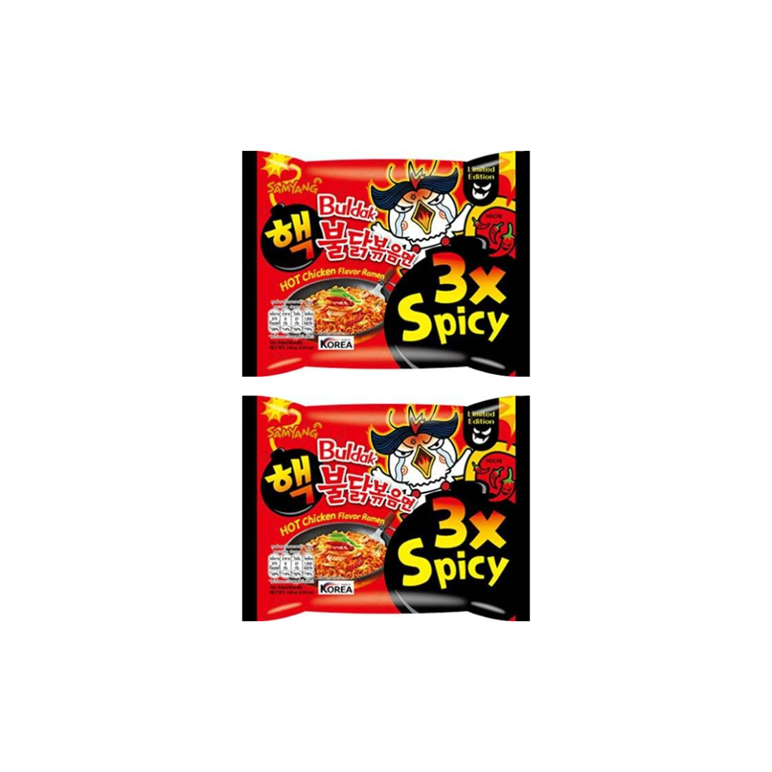 Samyang Hot Chicken 3X Spicy Instant Buldak Noodles 140g (Pack of 2)