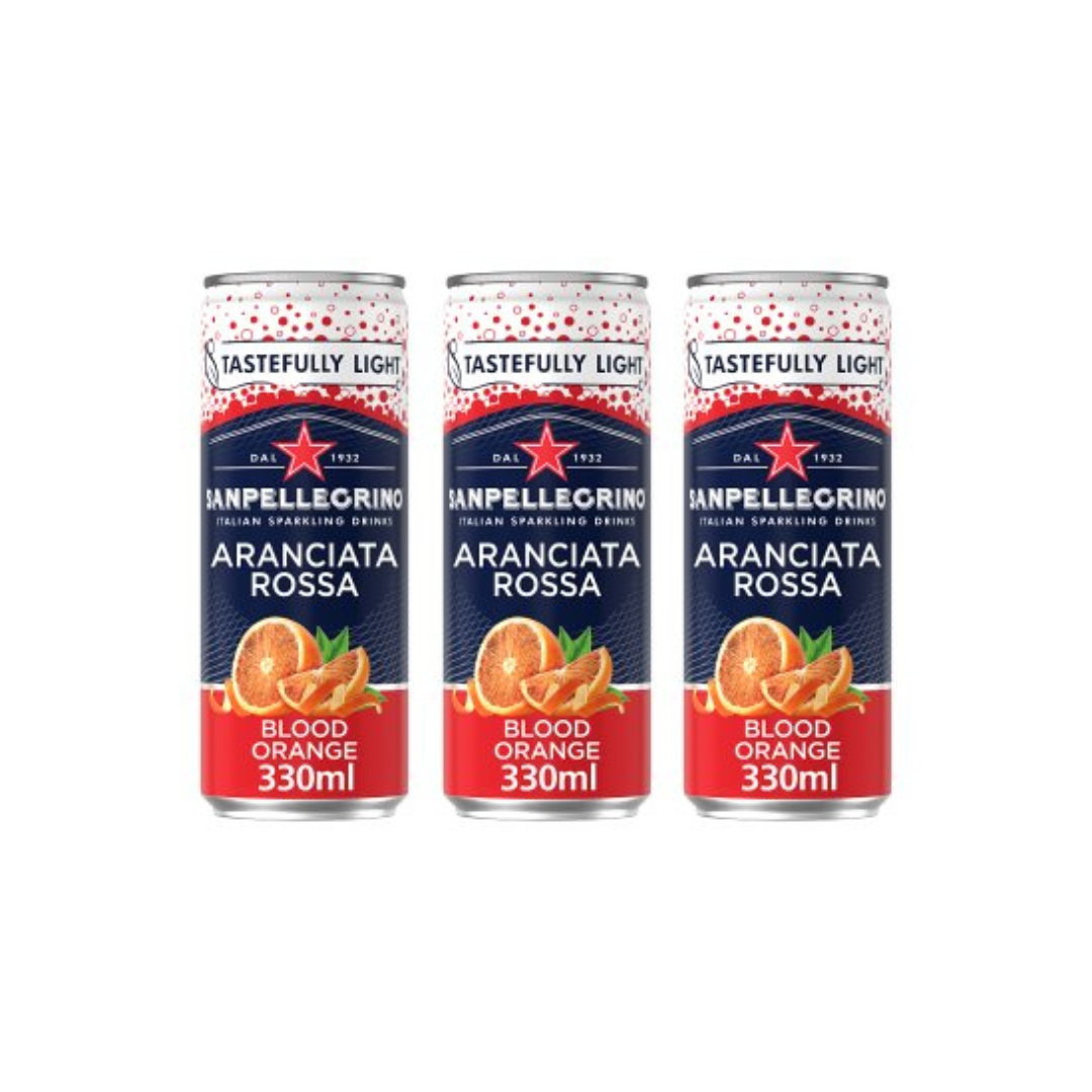 San Pellegrino Aranciata Sparkling Blood Orange Cans 330ml (Pack of 3)
