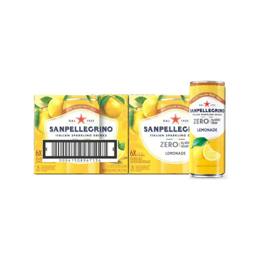 Sanpellegrino Zero Sugar Italian Sparkling Drinks Lemonade, 330ml (Pack of 24)