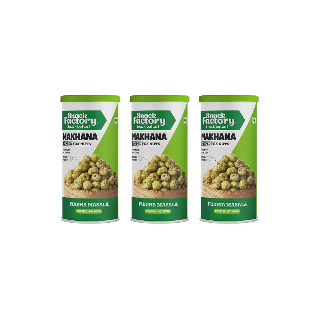 Snack Factory Makhana Pudina Masala 80g (Pack of 3) | Healthy Snack
