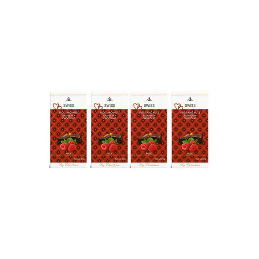 Swiss Fruits And Nuts Raspberry Chocolate Bar 80g (Pack of 4) Luckystore