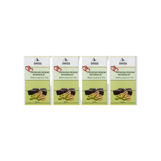 Swiss Pistachio Resene Schokolat Chocolate Bar 80g Pack of 4
