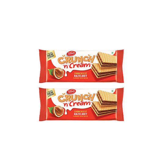 Tiffany Cream Wafers - Crunch n Cream Crunchiest Hazelnut Flavored, 65 g (pack of 2)