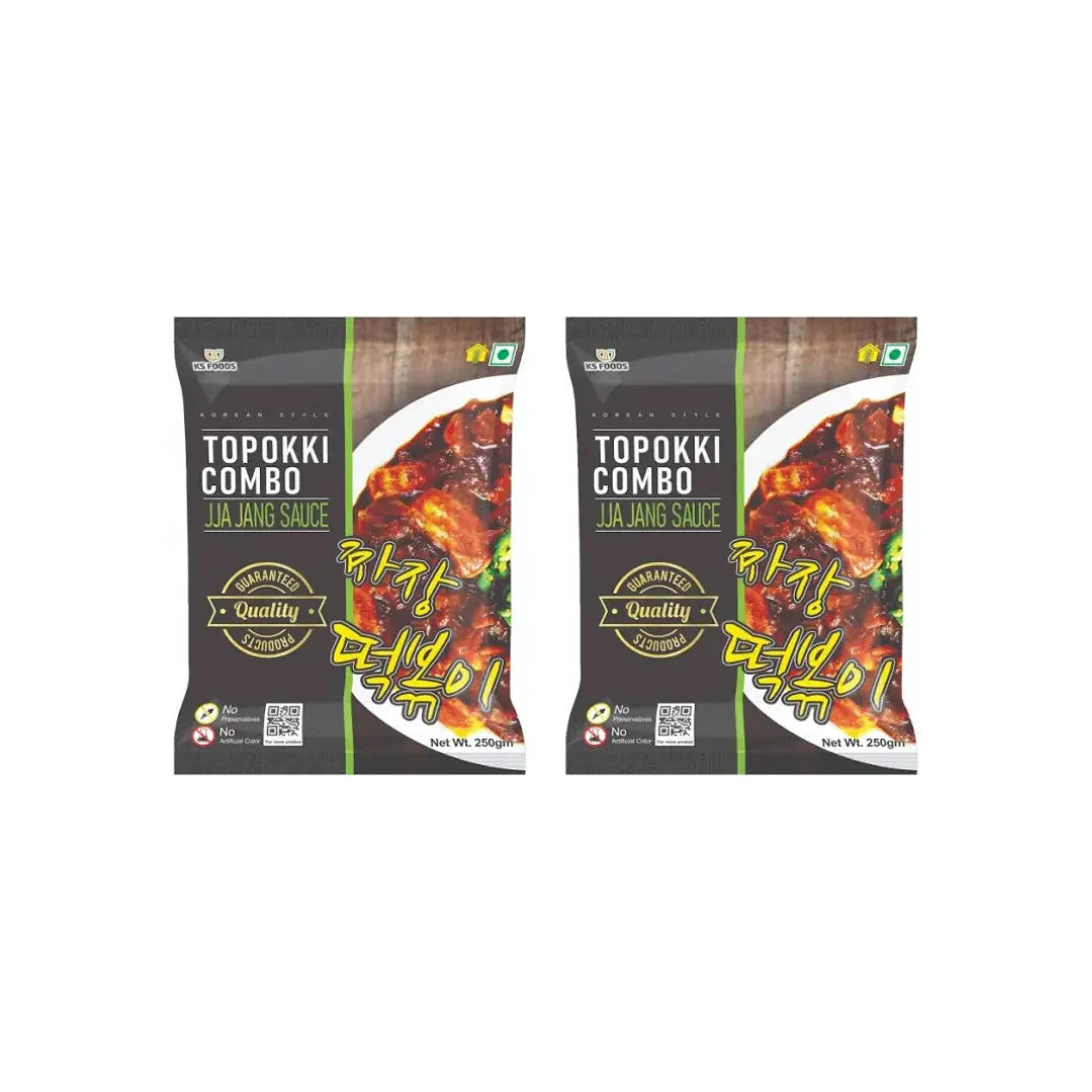 Toppoki Pack Topokki Combo with Sauce & JJA Jang Sauce 250g (Pack of 2)