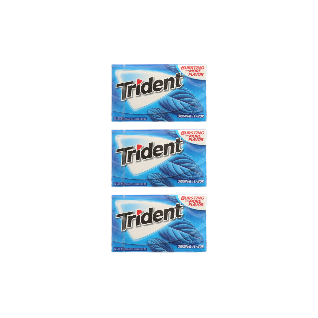 Trident Sugar-Free Original Flavoured Gum 14 Sticks 26g (Pack of 3) 