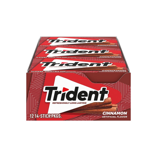 Trident Cinnamon Sugar Free Chewing Gum Pack of 12 - 14 Sticks per Pack