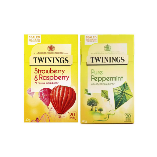 Twinings Strawberry & Raspberry Tea - 20 Tea bags + Twinings Pure Peppermint Tea, 20 Tea Bags, 40g (Combo Pack)