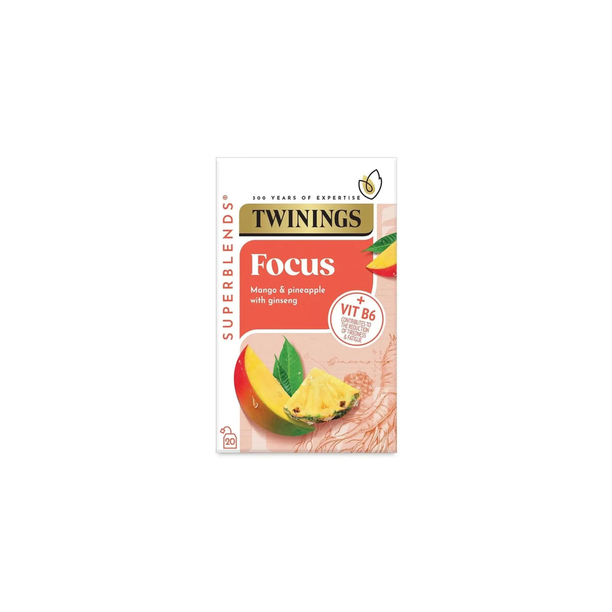 Twinings Superblends Focus Mango & Pineapple with Ginseng Tea – 20 Tea Bags
