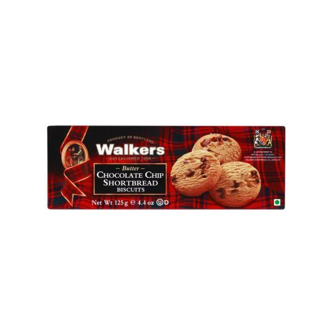 WALKERS Butter Chocolate CHIP SHORTBREAD Biscuits 125G