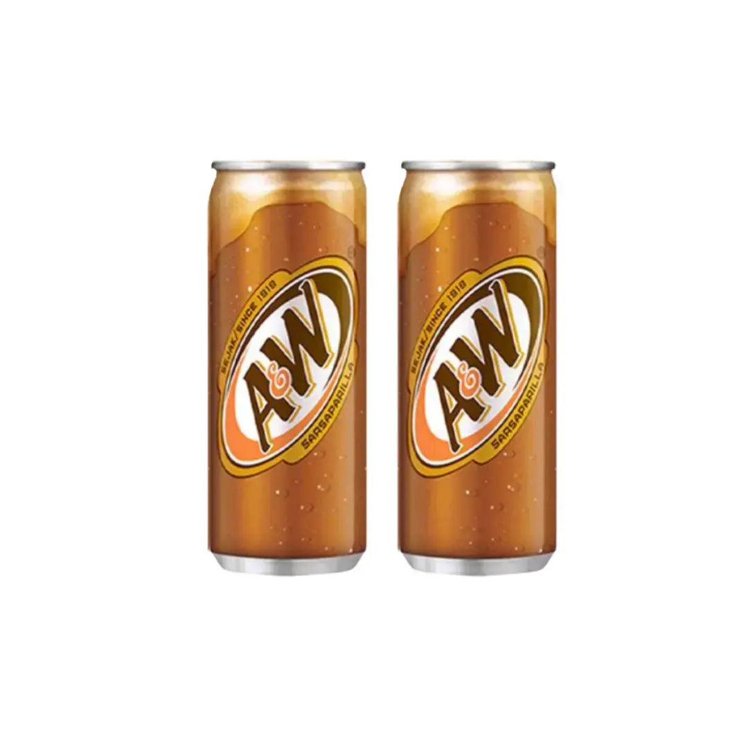A&W Root Beer Rasa Sarsaparilla 330ml pack of 2 imported soda cans
