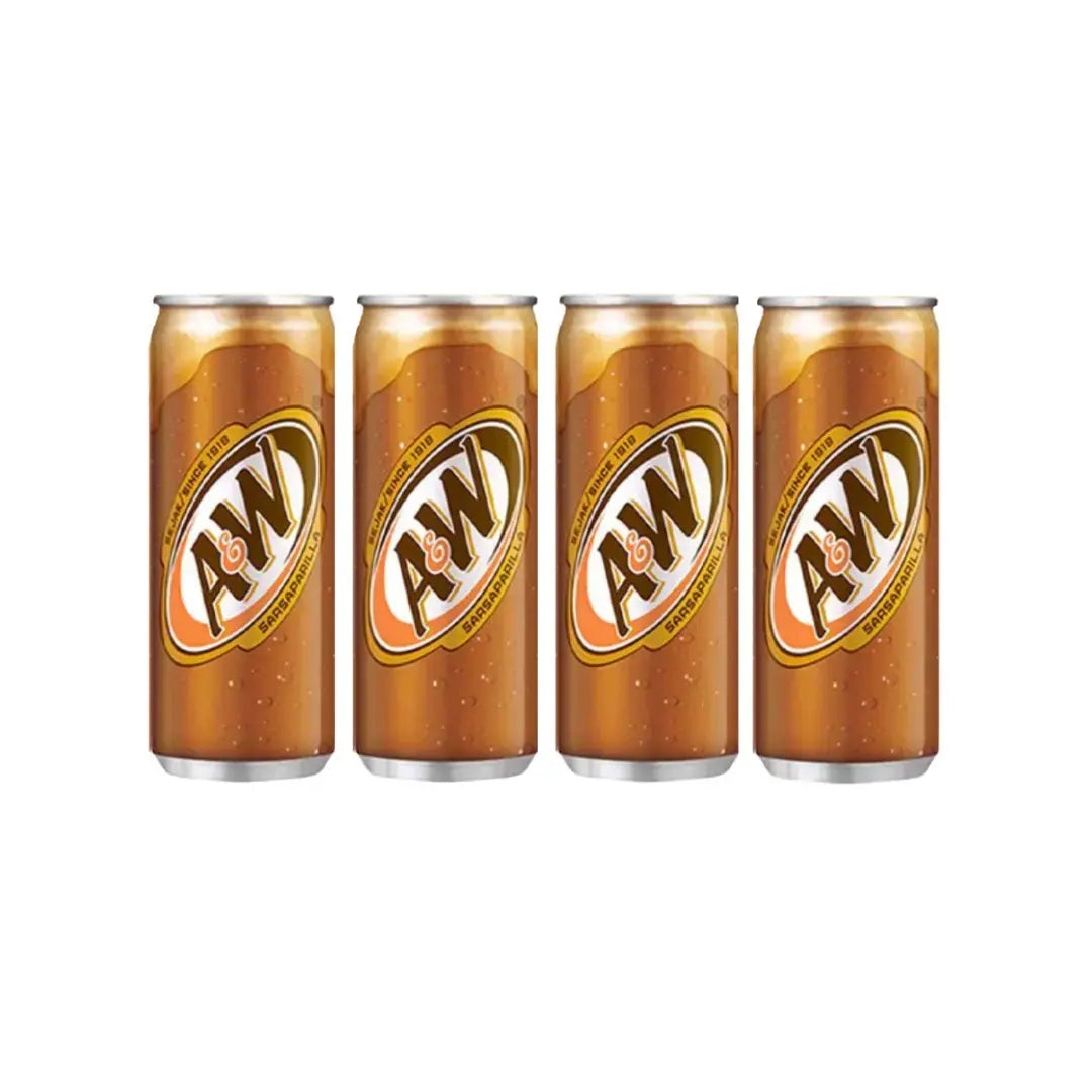 A&W Root Beer Rasa Sarsaparilla 330ml pack of 4 imported soft drink cans