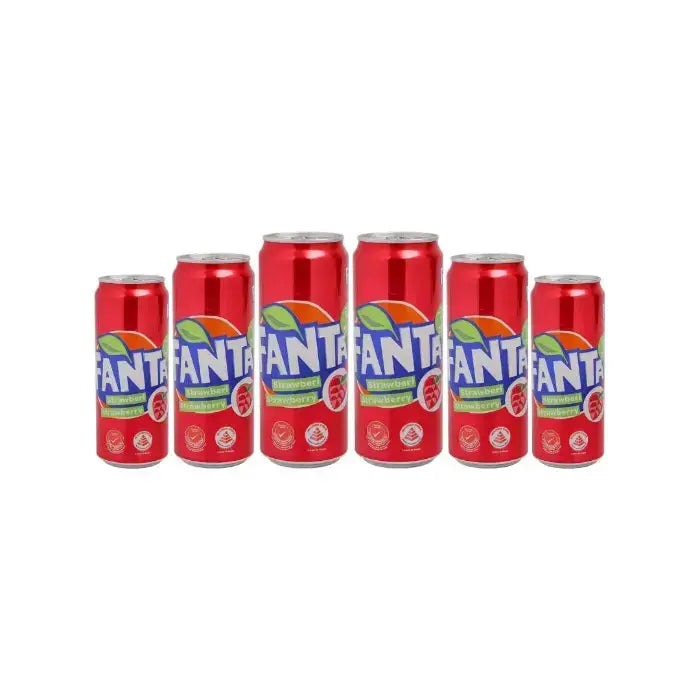 Fanta Strawberry Can 330ml pack of 6 strawberry flavored soft drink cans