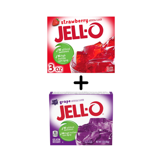 Jell-O Strawberry Gelatin Dessert 8.5g + Jell-O Grape Gelatin Dessert 8.5g (Combo Pack)