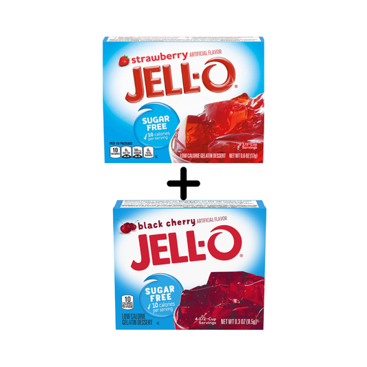 Jell-O Strawberry Sugar-Free Gelatin Mix 8.5g + Jell-O Black Cherry Sugar-Free Gelatin Mix 8.5g (Combo Pack)