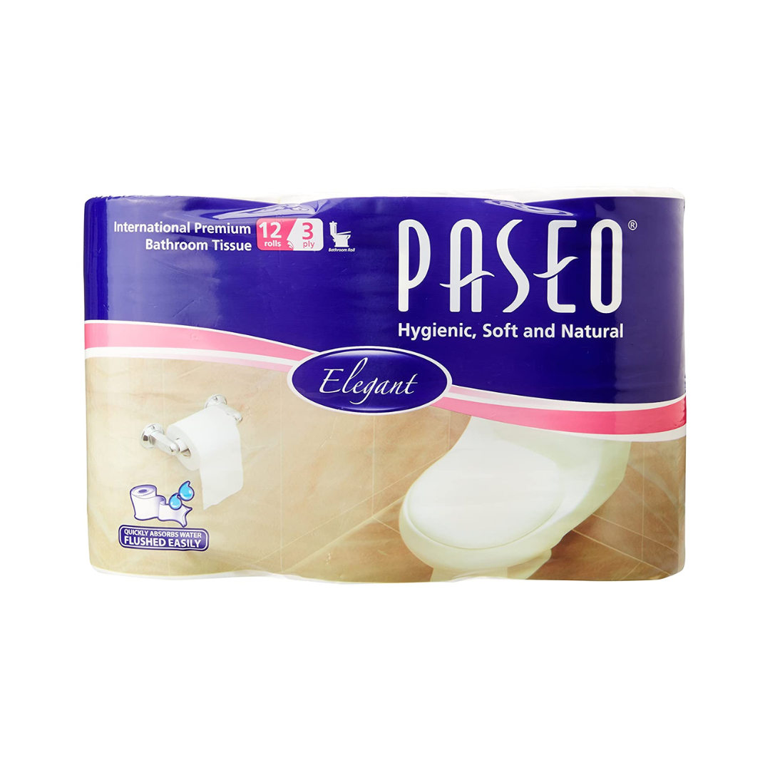 luckystore bathroom essentials Paseo Tissues Toilet Roll 3 Ply - 300 Pulls (12 Rolls) (Imported)