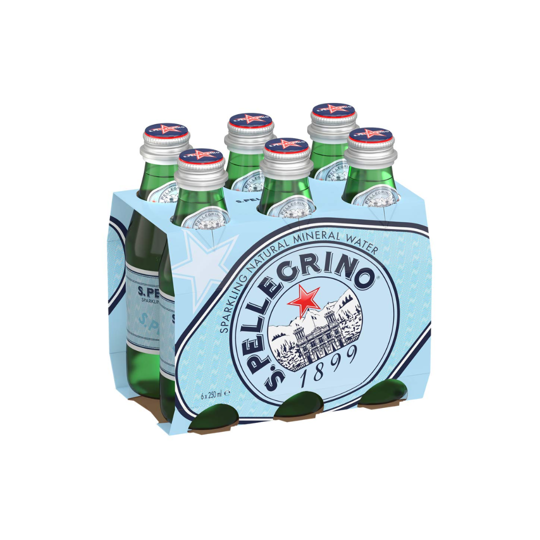 luckystore Beverages > Mineral Water > Imported Beverages San Pellegrino Sparkling Natural Mineral Water, 6 X 250 ml. Imported
