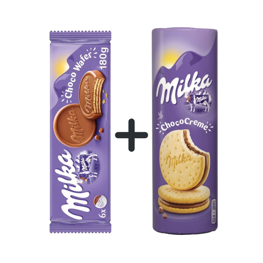 Buy Milka Chococreme Milk Sandwich Biscuit + Milka Biscuit Choco Wafer Biscuit Combo Pack.