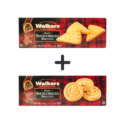 luckystore Biscuits & Cookies > New Arrivals Walkers Butter Shortbread Biscuits Triangles, 150g + Walkers Butter Shortbread Biscuits Rounds, 150g (Combo Pack)