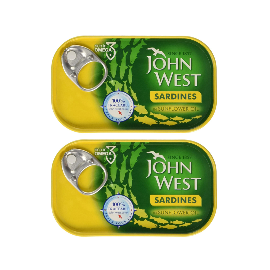 luckystore Canned Foods John West sardines in sunflower oil 120g (Pack of 2)