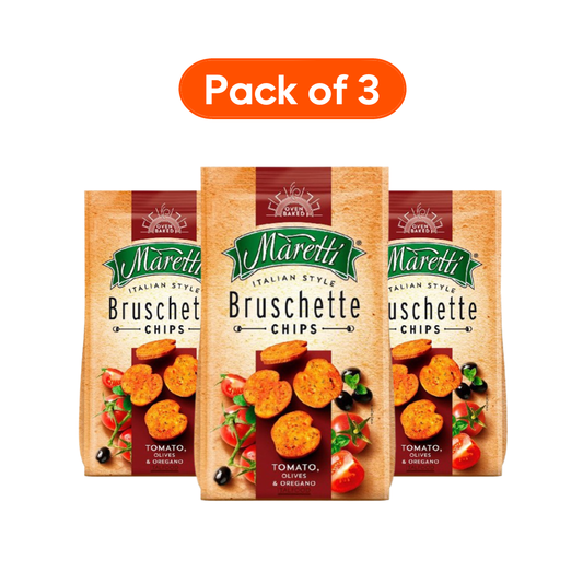 luckystore Chips Wafers Maretti Oven Baked Bruschette Chips Tomato, Olives & Oregano, 70 grams (Pack of 3)