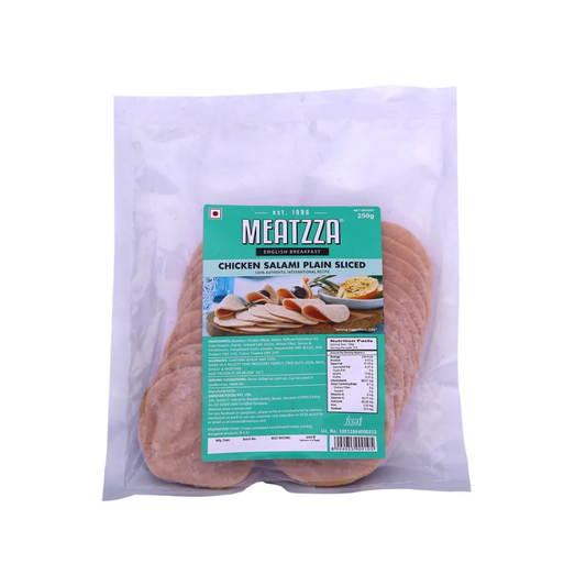 luckystore Frozen > Meat, Fish & Seafood > Chicken Meatzza Chicken Salami Plain Sliced 250g (Pack of 2)