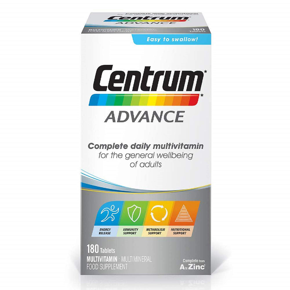 luckystore Healthy Foods > Multivitamins The Centrum Advance Multivitamin Tablets, Pack of 180 Tablets