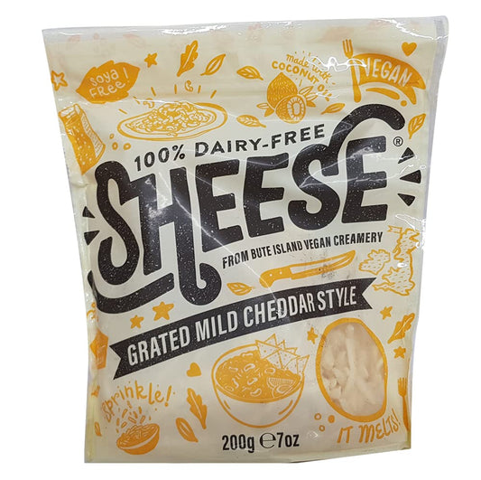 Luckystore.in Frozen > Cheese Sheese Vegan Grated Mild Cheddar Style Cheese, 200g