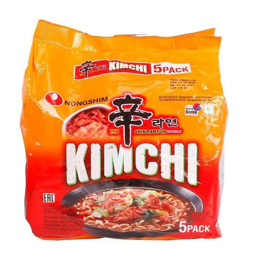 Luckystore.in Nong Shim Shin Ramyun Kimchi Instant Noodle, 5 Pack, 21.16 oz / 600 g,Green