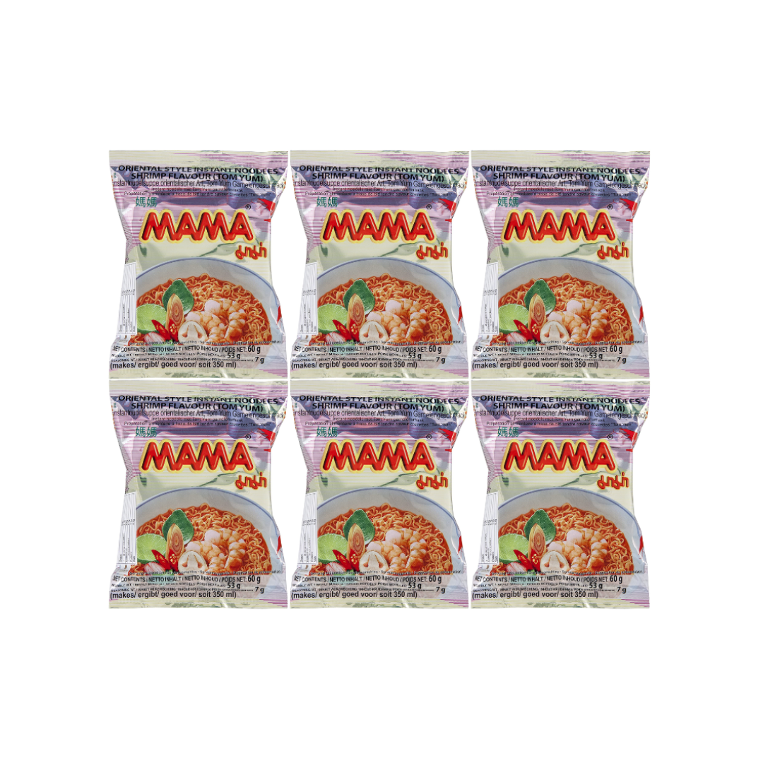 luckystore Noodles Mama Shrimp Tom Yum Flavour Instant Noodles 60g (Pack of 6)