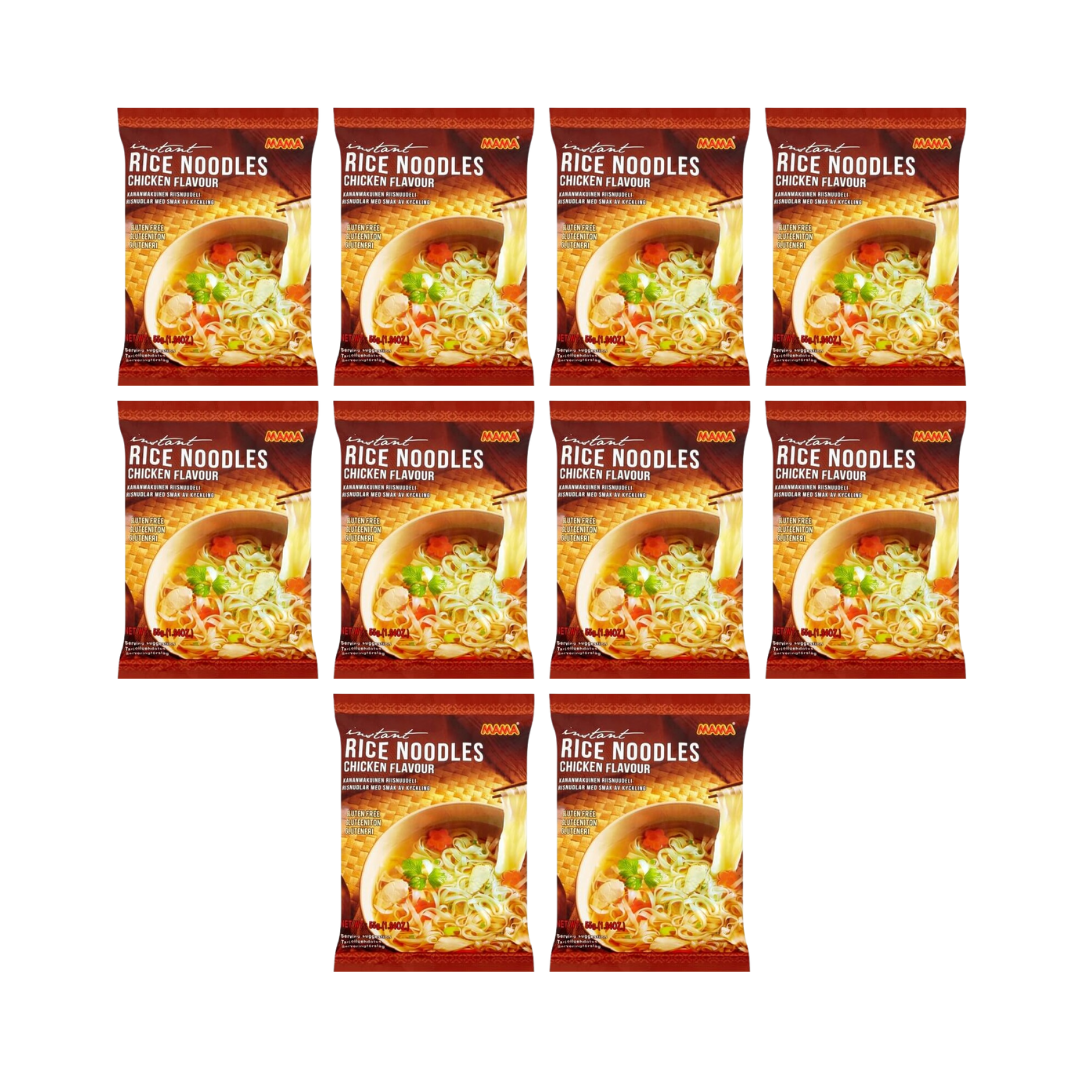 luckystore Pan Asian Products > Chinese MAMA Gluten Free Chicken Flavour Rice Noodles, 55g (Pack of 10)