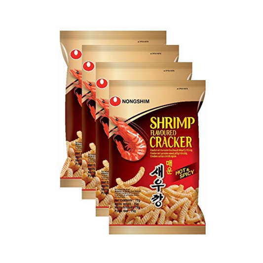 luckystore Pan Asian Products > Chips Wafers Nongshim Shrimp Flavoured Cracker - Hot & Spicy, 75g X 4PCK