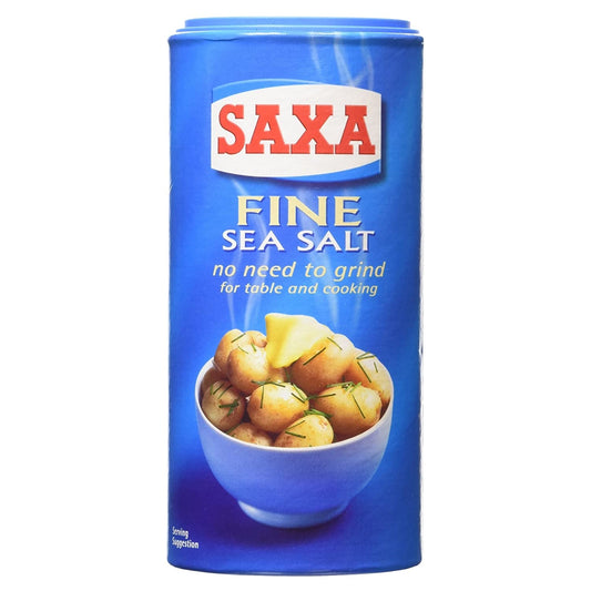 luckystore Spices & Seasonings Saxa Fine Sea Salt for Table and Cooking, 350g