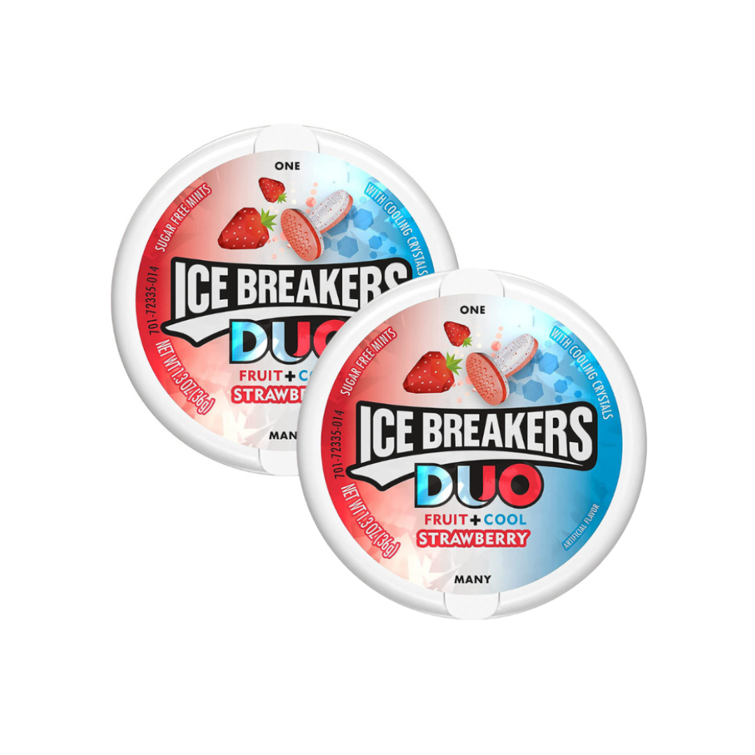luckystore <Ice Breakers, Sugar Free Duo Mints, Strawberry Fruit and Cool, 36g (Pack of 2)
