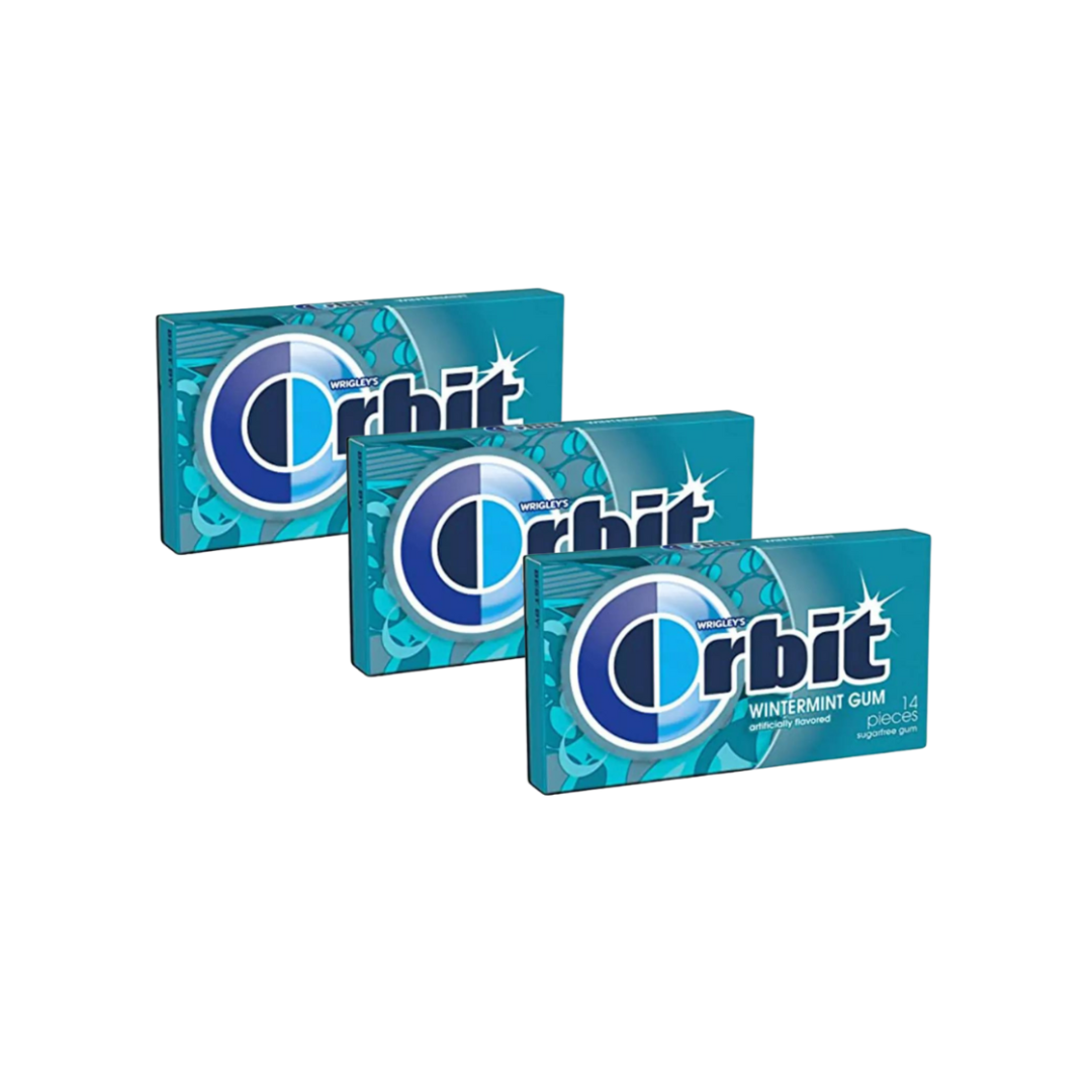 luckystore Toffees & Chewing Gums ORBIT Wintermint Gum 14 Pieces, 33g (Pack of 3)