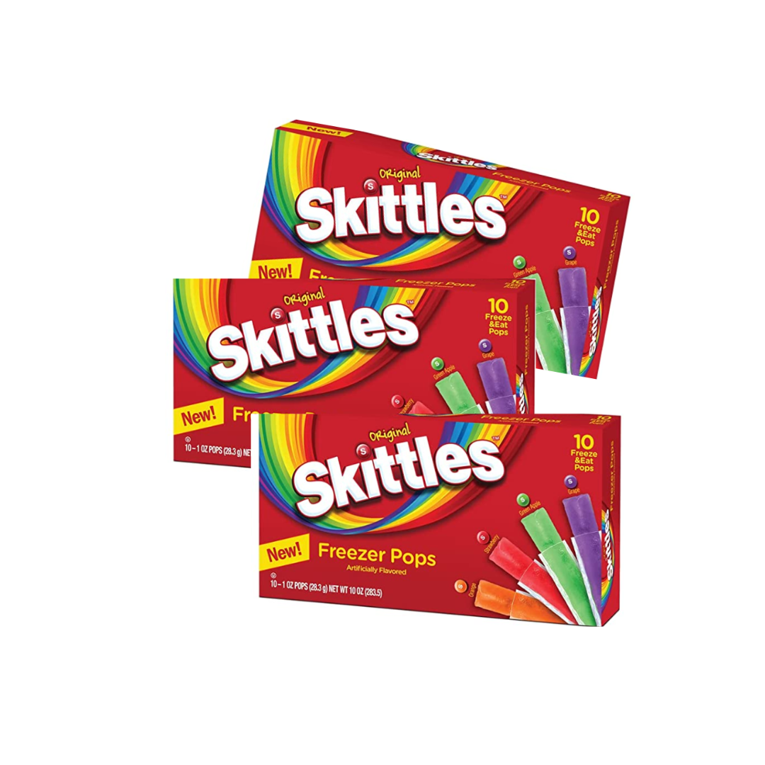 luckystore Toffees & Chewing Gums Skittles Freezer Pops, 1.5oz 10ct (Pack of 3) (Imported)