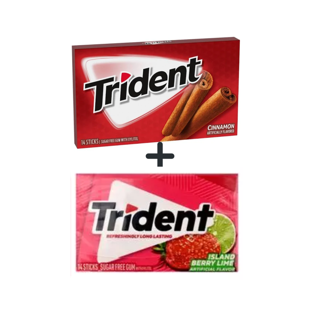 Buy Trident Cinnamon Sugar Free Gum and Trident Island Berry Lime Sugar free Gum Combo Pack