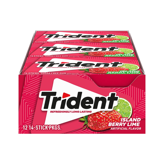 luckystore Toffees & Chewing Gums Trident Sugar Free Chewing Gum Refreshingly Long Lasting Island Berry Lime 12 Pack Box