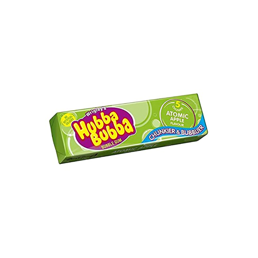 luckystore Toffees & Chewing Gums Wrigley's Hubba Bubba Atomic Apple Flavour Chunky and Bubbly Bubble Gum, 5 Chunks, 35g (Pack of 4)