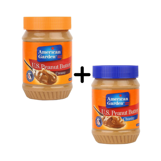 Buy American Garden US Peanut Butter Creamy + American Garden US Peanut Butter Chunky Combo Pack.