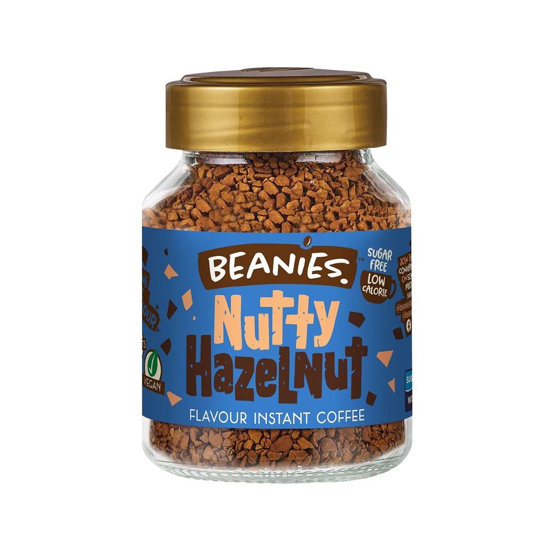 imported coffee frozen  Beanies Nutty Hazelnut  |Instant Flavour coffee  Low Calorie, Sugar Free, 50g
