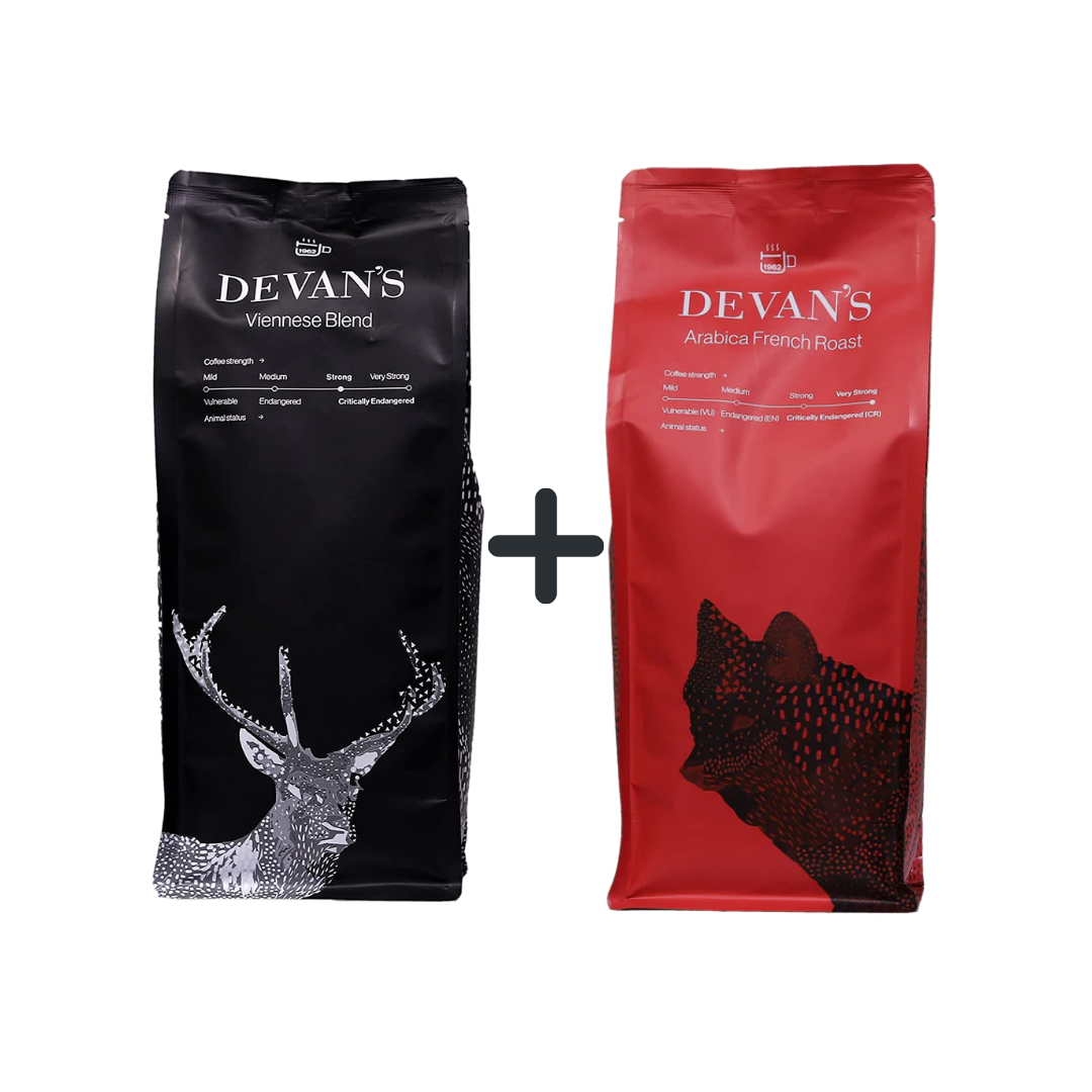 Buy Devans Viennese Blend Coffee Beans Powder + Devans Arabica French Roast Coffee Beans Powder Combo Pack