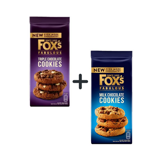 Buy Fox's Fabulous Triple Chocolate Cookies + Fox's Fabulous Milk Chocolate Cookies Combo Pack.