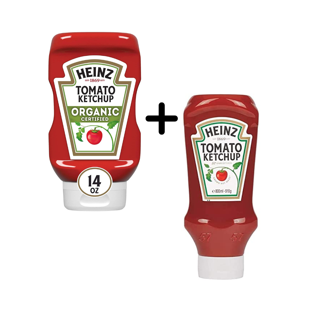 Heinz Bottle, Tomato Ketchup + Heinz Tomato Ketchup Organic Certified