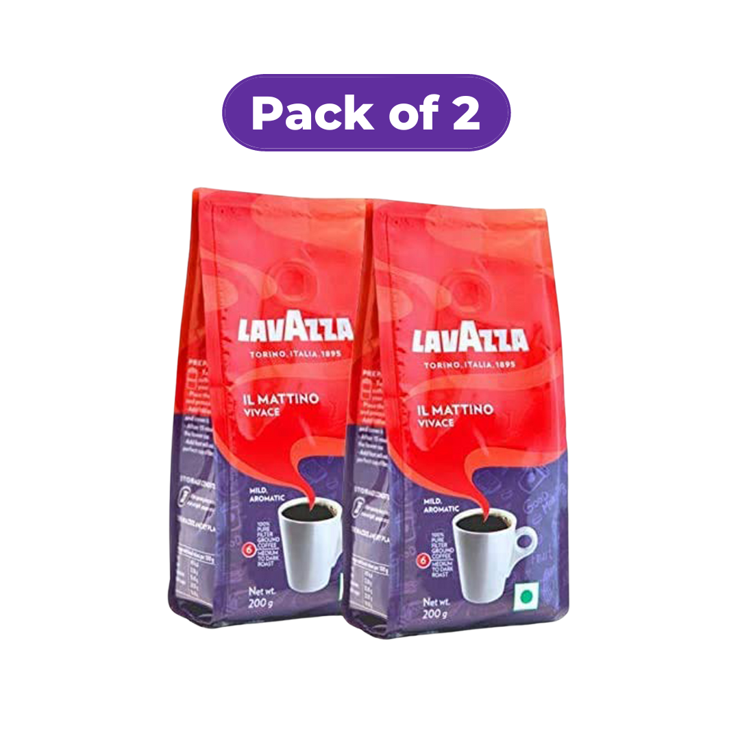 Lavazza IL Mattino Vivace 100% Pure Filter Ground Coffee 200G (PACK OF 2)