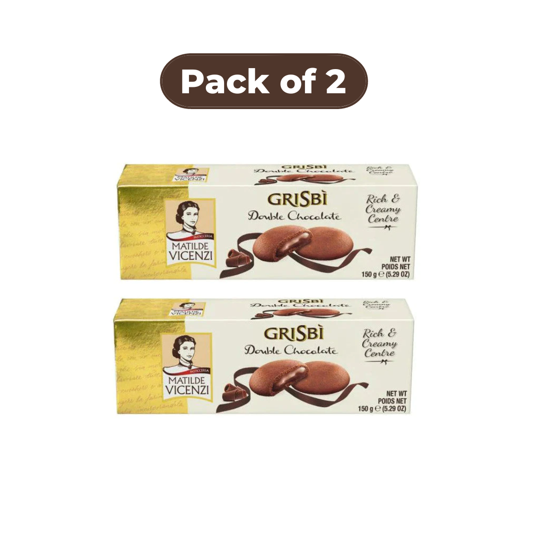 Grisbi Matilde Vicenzi Biscuit filled with Double Chocolate 150g (PACK OF 2)