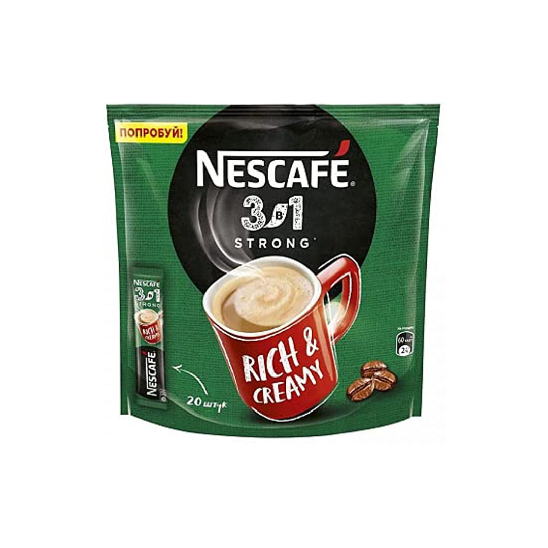 Nescafé 3 in 1 Strong Intense & Rich Instant Coffee 20 Bags