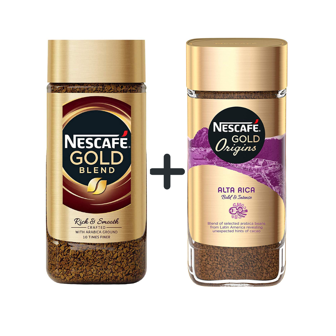 Nescafé Gold Blend Instant Coffee Jar, 100g + Nescafé Gold Origins Alta Rica Ground Coffee Jar, 100G (Combo Pack)