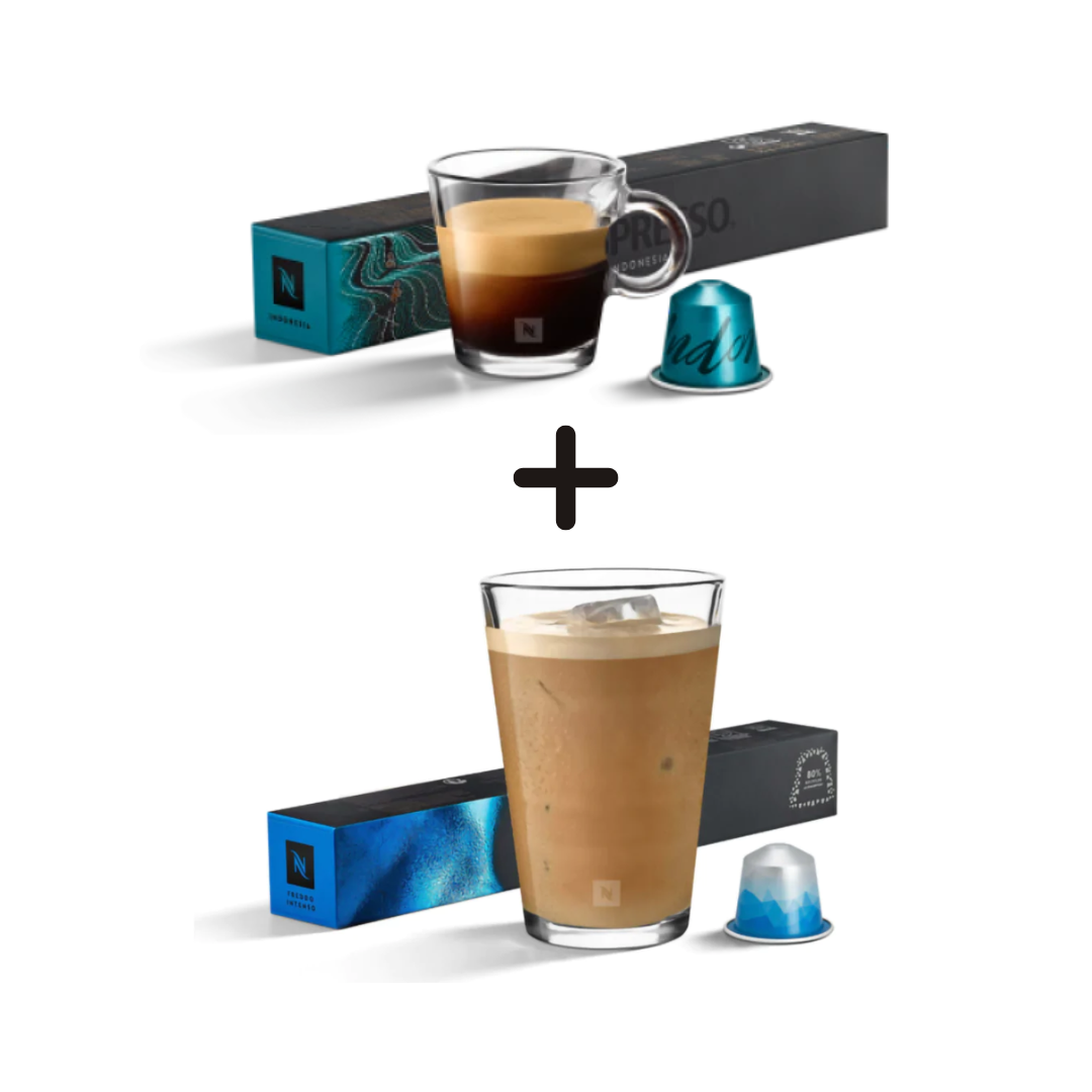 Nespresso Master Origin Indonesia Coffee 10 Pods + Nespresso Freddo Intenso Coffee 10 Pods (Combo Pack)