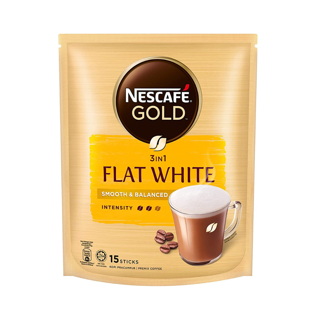 Nestle Nescafe Gold 3 in 1 Flat White Smooth & Balanced Intensity Instant Coffee